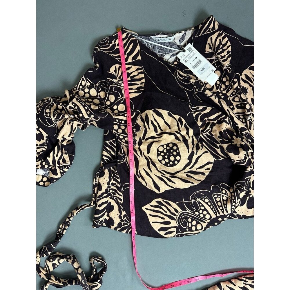 NWT ZARA WOMEN'S Linen Blend Long Printed Skirt + Blouse Suit 2 Pieces XL - Picture 11 of 13